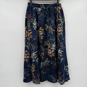 Abaadlw Skirt Women Medium NEW Blue Floral A Line Elastic Waist Pockets Boho